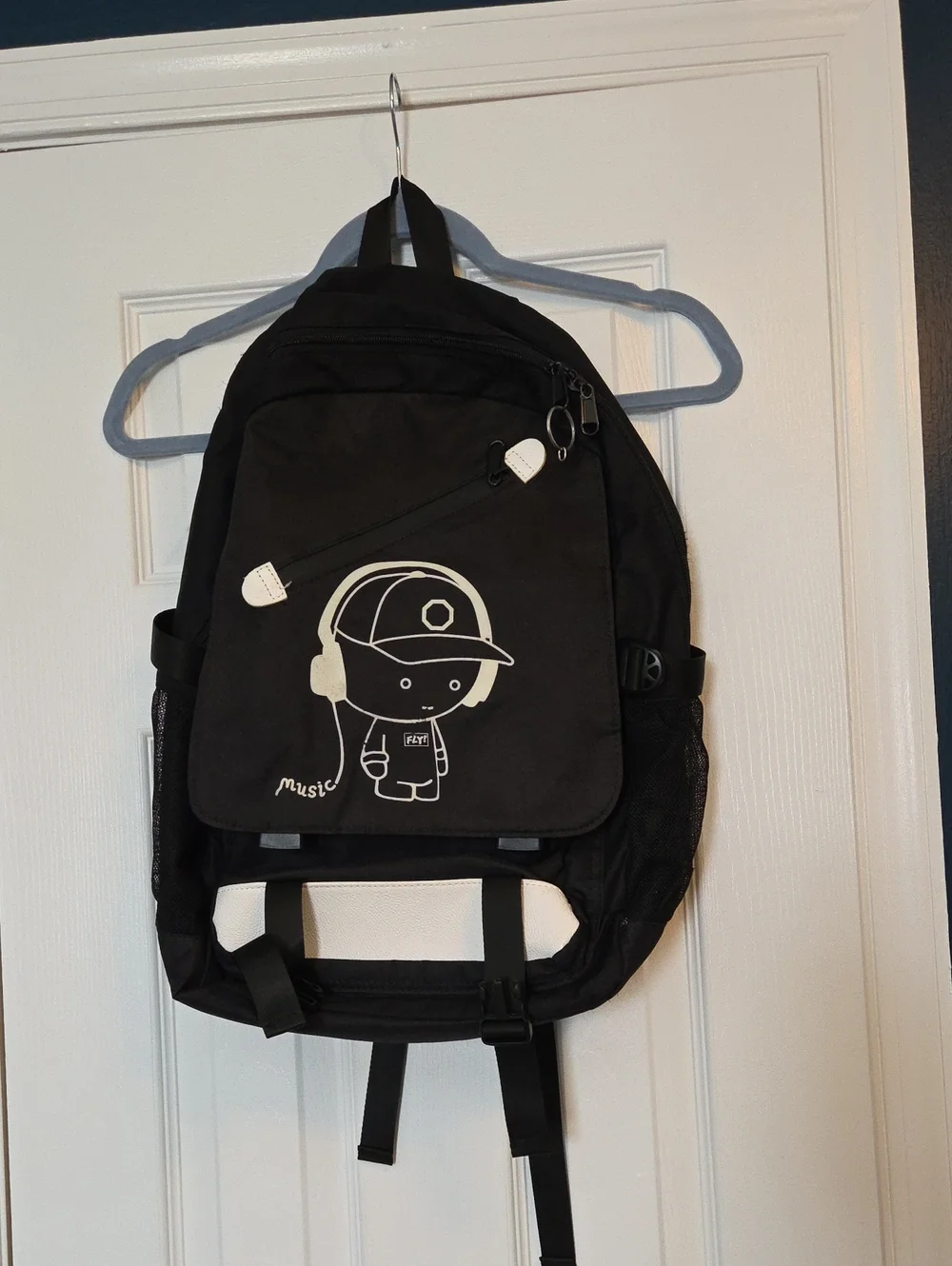 Black Graphic Music Backpack - Unbranded